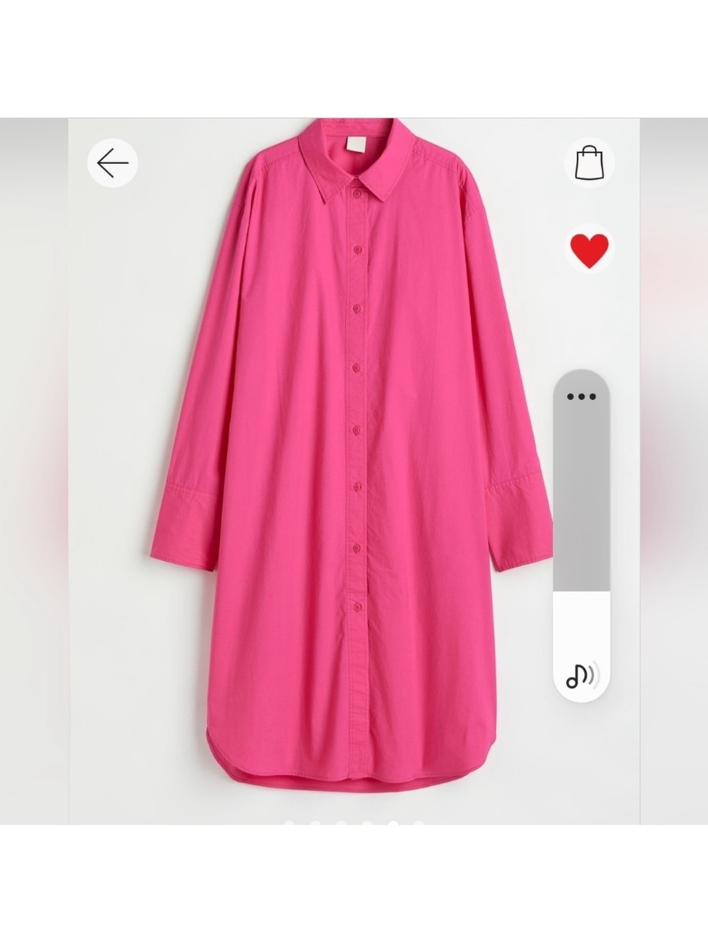 H&M Bright Pink Oversized Shirt Dress